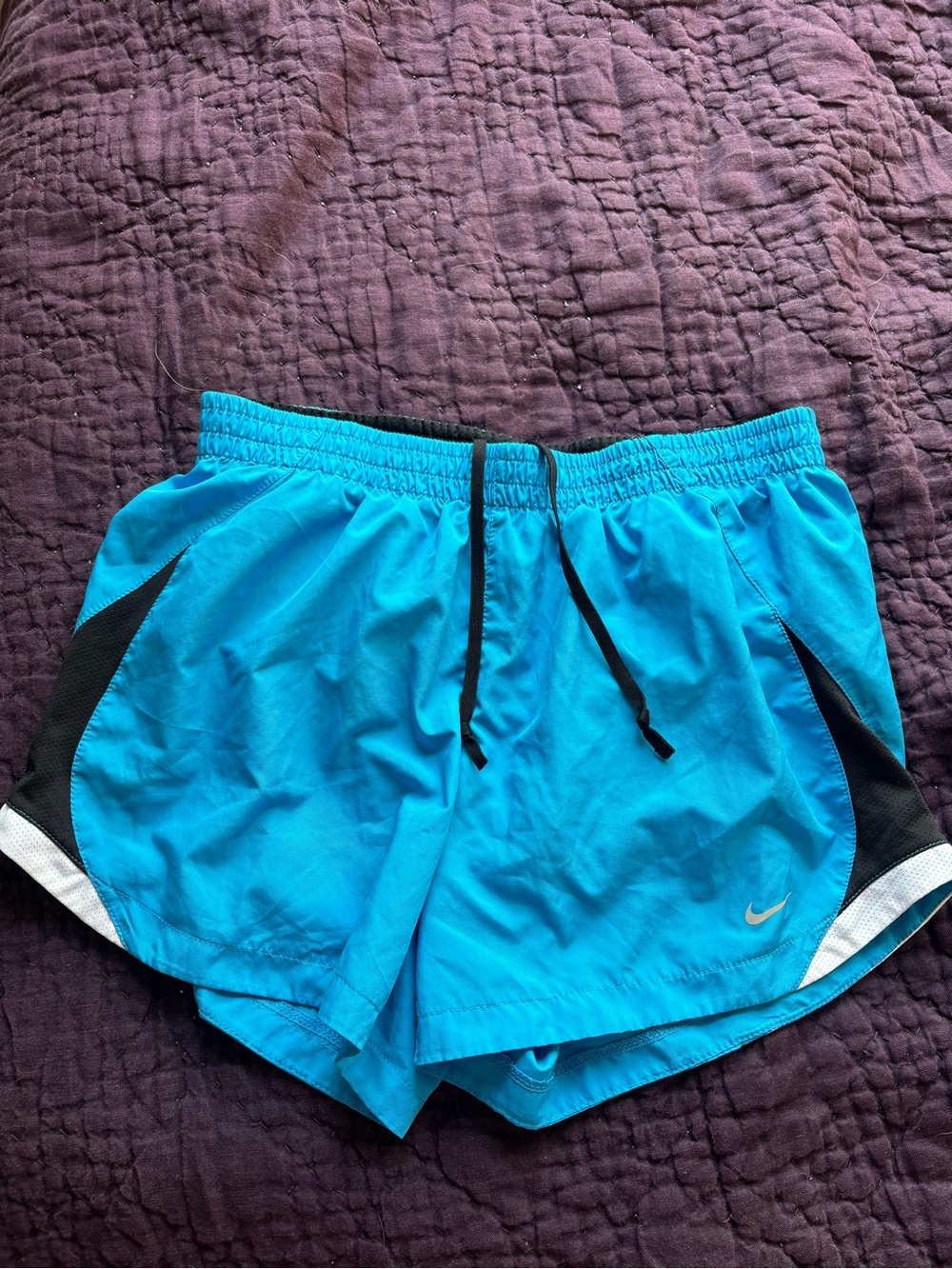 Nike Women's Bright Teal Athletic Shorts with Black & White Accents